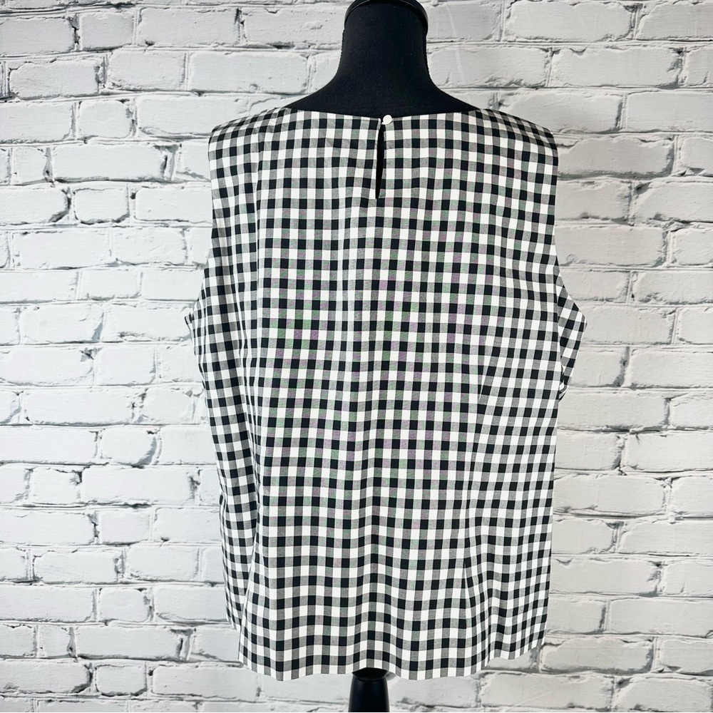 *SOLD* Talbots Women’s Gingham Plaid Top 18WP Petite Beaded Cotton Black White - Picture 3 of 8